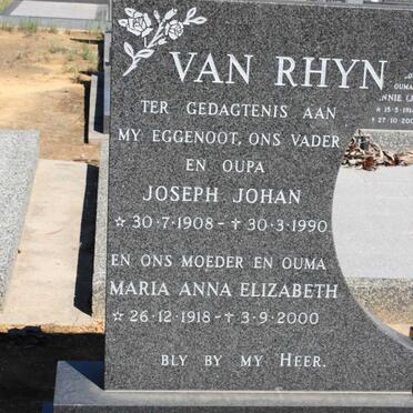 RHYN Joseph Johan, van 1908-1990 &amp; Maria Anna Elizabeth 1918-2000