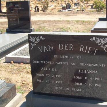 RIET Alexius, van der 1910-1977 &amp; Johanna 1910-1981