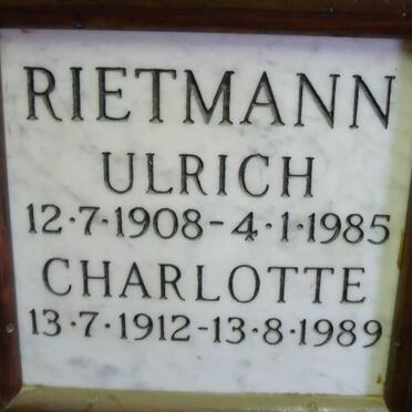 RIETMANN Ulrich 1908-1985 &amp; Charlotte 1912-1989