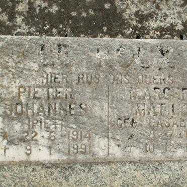 ROUX Pieter Johannes, le 1914-1991 &amp; Margery Matilda CASALEGGIO 1920-1957