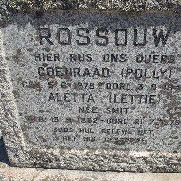 ROSSOUW Coenraad 1878-1942 &amp; Aletta SMIT 1892-1979