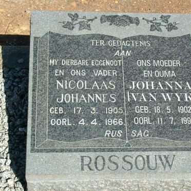 ROSSOUW Nicolaas Johannes 1905-1966 &amp; Johanna VAN WYK 1902-1998
