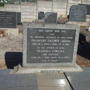 ROSSOUW Francois Jacobus 1896-1961 &amp; Francina Corlina COETZEE 1919-1993