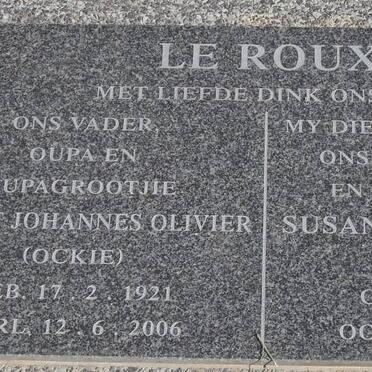 ROUX Ockert Johannes Olivier, le 1921-2006 &amp; Susanna Catherina 1925-2003