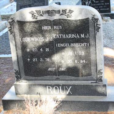 ROUX Lodewikus J.J. 1921-1976 &amp; Catharina M.J. ENGELBRECHT 1925-1994