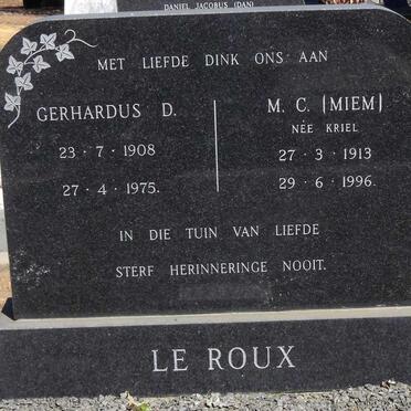 ROUX Gerhardus D., le 1908-1975 &amp; M.C. KRIEL 1913-1996