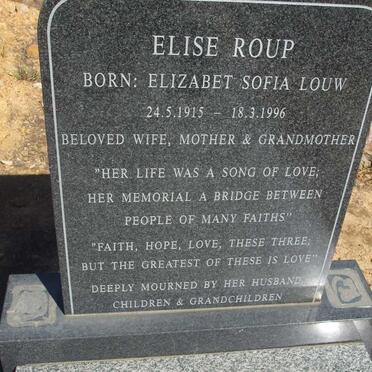 ROUP Elizabet Sofia nee LOUW 1915-1996