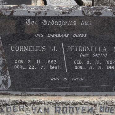 ROOYEN Cornelius J., van 1883-1961 &amp; Petronella M. SMITH 1887-1961