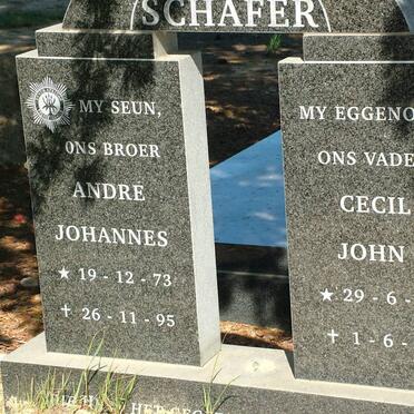 SCHAFER Cecil John 1946-1991 :: SCHAFER Andre Johannes 1973-1995