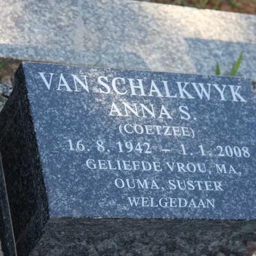 SCHALKWYK Anna S., van nee COETZEE 1942-2008