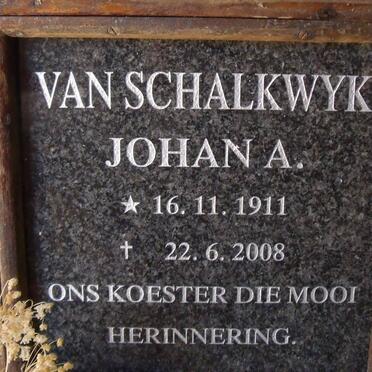SCHALKWYK Johan A., van 1911-2008