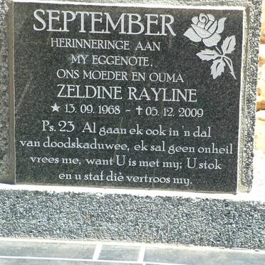 SEPTEMBER Zeldine Rayline 1968-2009