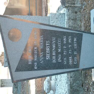 SIEBRITS Anna Maria voorheen GILDENHUYS nee MAREE 1883-1971