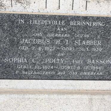 SLABBER Jacobus H.I. 1872-1939 & Sophia C. BASSON 1874-1956