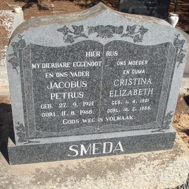 SMEDA Jacobus Petrus 1921-1968 & Christina Elizabeth 1921-1988