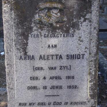 SMIDT Anna Aletta nee VAN ZYL 1916-1952