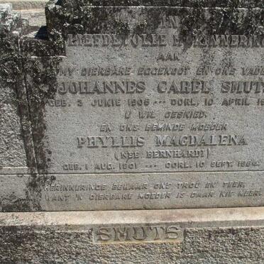 SMUTS Johannes Carel 1905-1944 & Phyllis Magdalena BERNHARDT 1901-1964