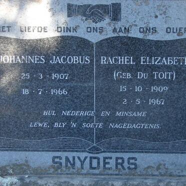 SNYDERS Johannes Jacobus 1907-1966 & Rachel Elizabeth DU TOIT 1909-1967