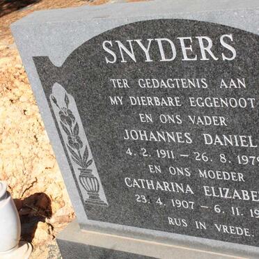 SNYDERS Johannes Daniel 1911-1979 & Catharina Elizabeth 1907-1996