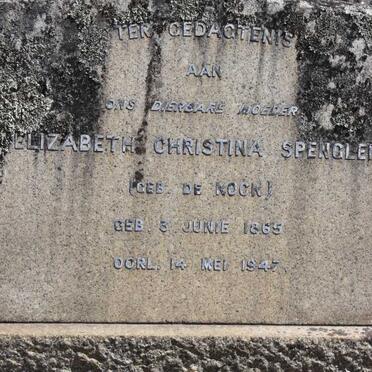 SPENGLER Elizabeth Christina nee DE KOCK 1865-1947