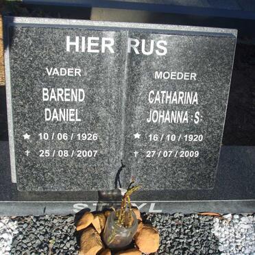 STEYL Barend Daniel 1926-2007 & Catharina Johanna S. 1920-2009