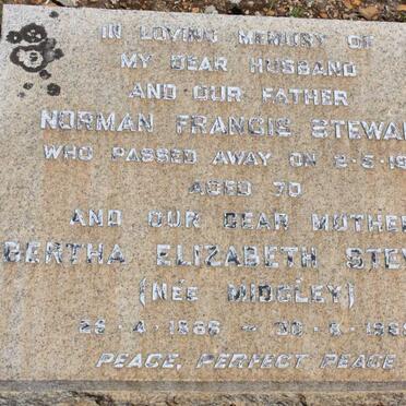 STEWART Norman Francis -1956 & Bertha Elizabeth MIDGLEY 1886-1965
