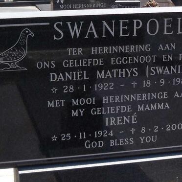 SWANEPOEL Daniel Matthys 1922-1982 & Irene 1924-2006