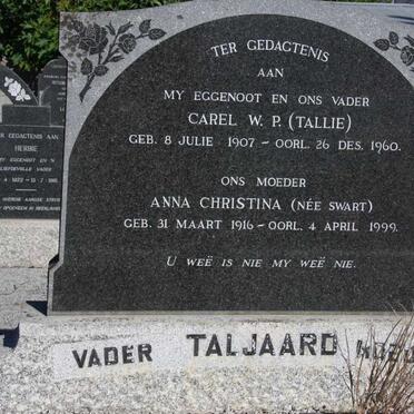 TALJAARD Carel W.P. 1907-1960 &amp; Anna Christina SWART 1916-1999 :: TALJAARD André 1946-1980