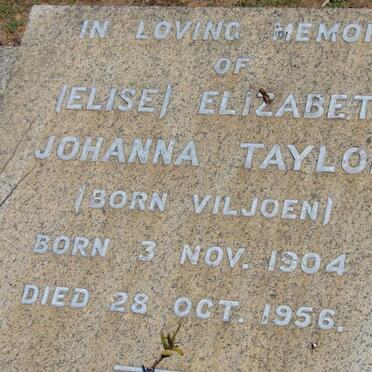 TAYLOR Elizabeth Johanna nee VILJOEN 1904-1956