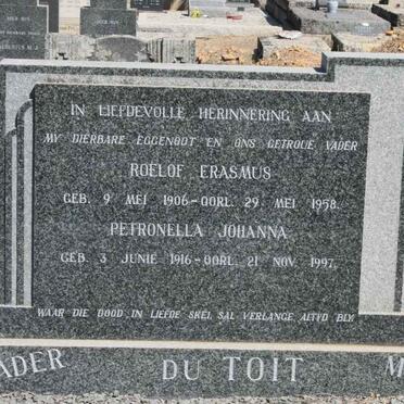 TOIT Roelof Erasmus, du 1906-1958 &amp; Petronella Johanna 1916-1997
