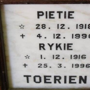 TOERIEN Pietie 1918-1990 &amp; Rykie 1916-1996