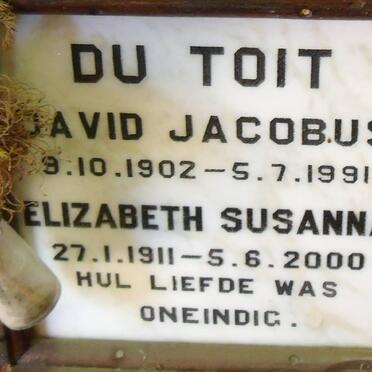 TOIT David Jacobus, du 1902-1991 &amp; Elizabeth Susanna 1911-2000