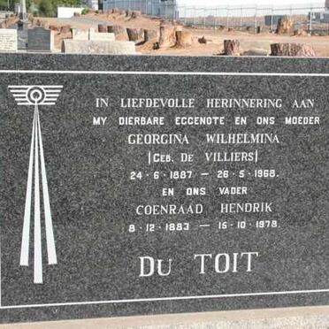 TOIT Coenraad Hendrik, du 1883-1978 &amp; Georgina Wilhelmina DE VILLIERS 1887-1968