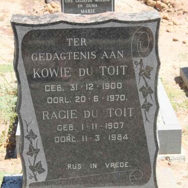 TOIT Kowie, du 1900-1970 &amp; Ragie 1907-1984