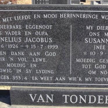 TONDER Cornelius Jacobus, van 1926-1999 &amp; Susanna Sophia VAN DEN BERG 1930-1992