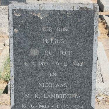 TOIT Petrus H., du 1876-1943 :: LAMBRECHTS Nicolaas M.K. 1905-1964