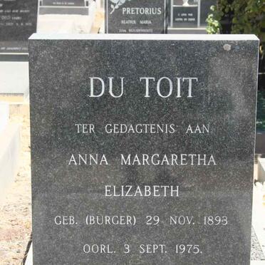 TOIT Anna Margaretha Elizabeth, du nee BURGER 1893-1975