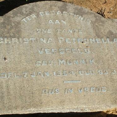 VERSFELD Christina Petronella nee MUNNIK -1954