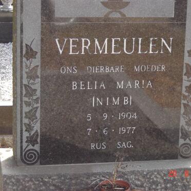 VERMEULEN Belia Maria nee NIMB 1904-1977