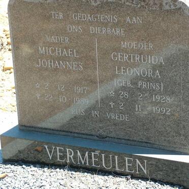 VERMEULEN Michael Johannes 1917-1989 &amp; Getruida Leonora PRINS 1928-1992