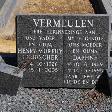 VERMEULEN Henry Murphy Laubscher 1926-2005 &amp; Daphne 1929-1995