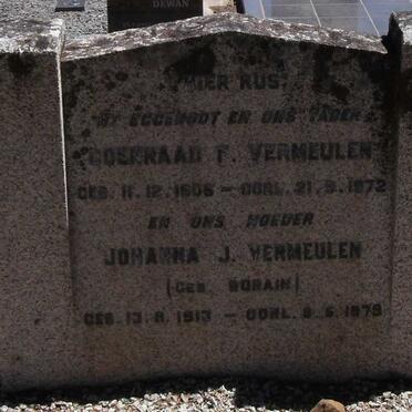 VERMEULEN Coenraad F. 1905-1972 &amp; Johanna J. BORAIN 1913-1979
