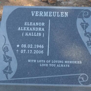 VERMEULEN Eleanor Alexandra nee KALLIS 1946-2006