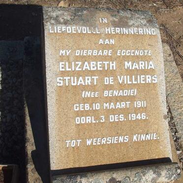 VILLIERS Elizabeth Maria Stuart, de nee BENADIE 1911-1946