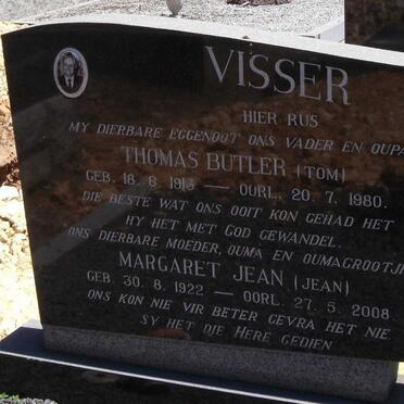 VISSER Thomas Butler 1913-1980 &amp; Margaret Jean 1922-2008