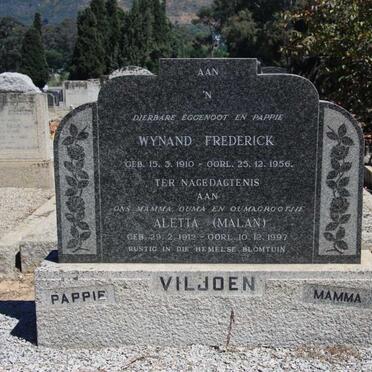 VILJOEN Wynand Frederick 1910-1956 &amp; Aletta MALAN 1912-1997