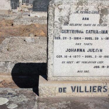 VILLIERS Gertruida Catharina, de 1864-1950 :: DE VILLIERS Johanna Judith 1877-1955