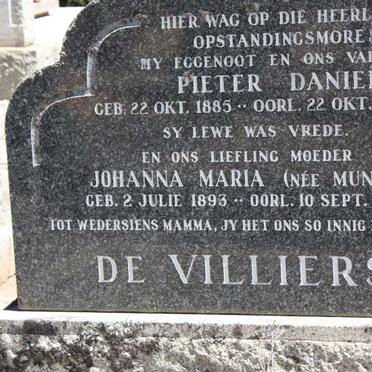 VILLIERS Pieter Daniel, de 1886-1949 &amp; Johanna Maria MUNNIK 1893-1956