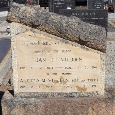 VILJOEN Jan C. 1894-1966 &amp; Aletta M. DU TOIT 1894-1974