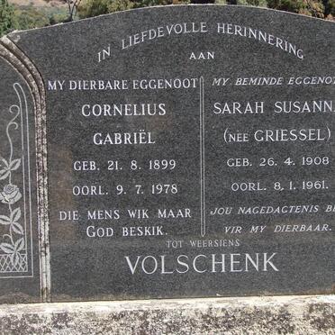 VOLSCHENK Cornelius Gabriël 1899-1978 &amp; Sarah Susanna GRIESSEL 1908-1961